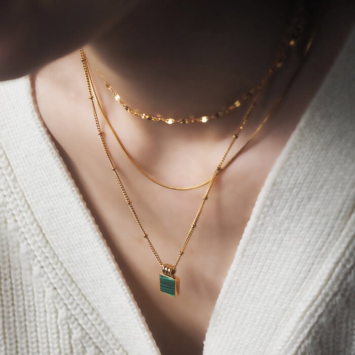 eclater jewellery Malachite Square Necklace 43 - 48 cmProduct Thumbnail