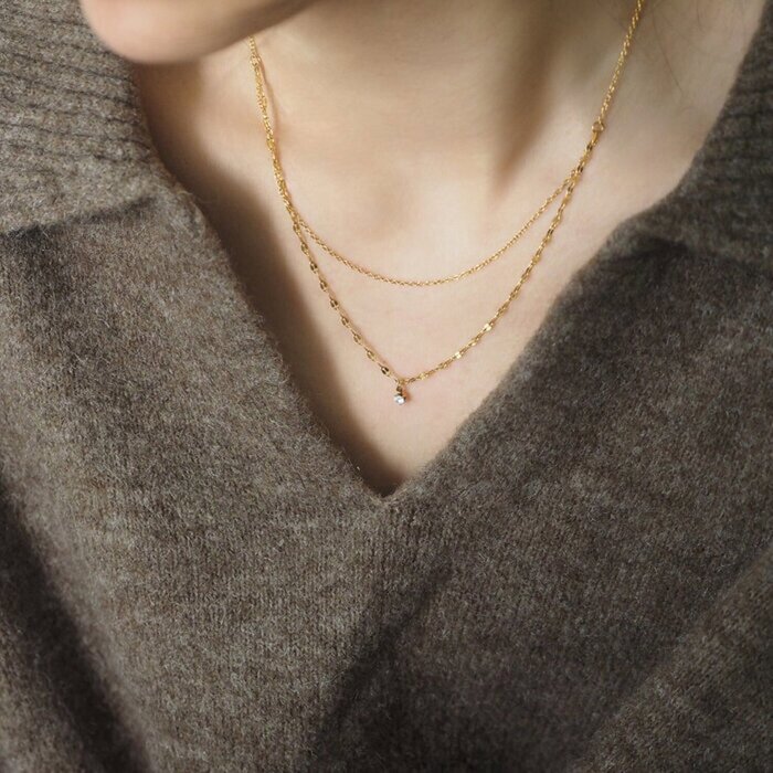 eclater jewellery Valda Double Chain Drop Crystal Necklace 36/41.5 + 5 cmProduct Thumbnail