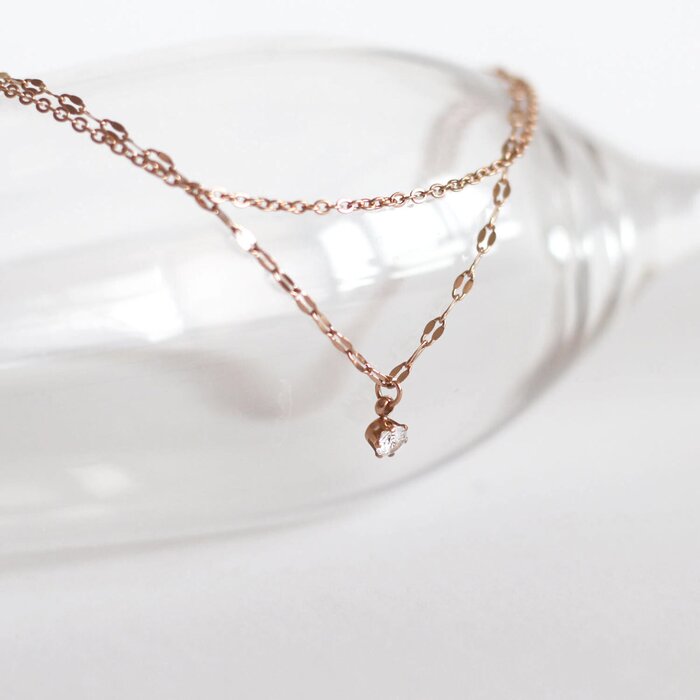 eclater jewellery Valda Double Chain Drop Crystal Necklace 36/41.5 + 5 cmProduct Thumbnail