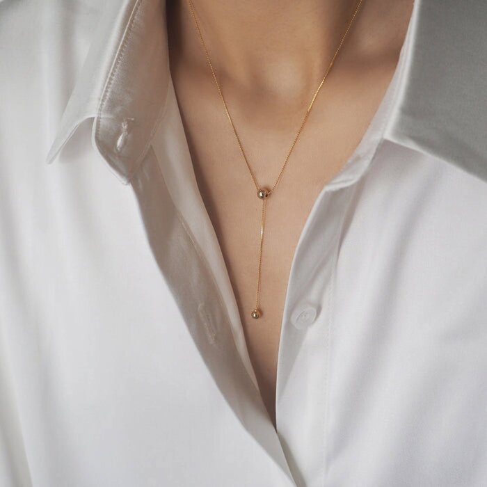 eclater jewellery Naeva Double Chain Drop Ball Necklace 37.5 - 44.7 cmProduct Thumbnail