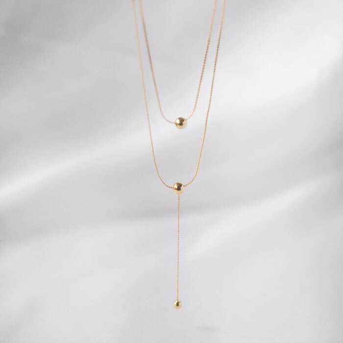 eclater jewellery Naeva Double Chain Drop Ball Necklace 37.5 - 44.7 cmProduct Thumbnail
