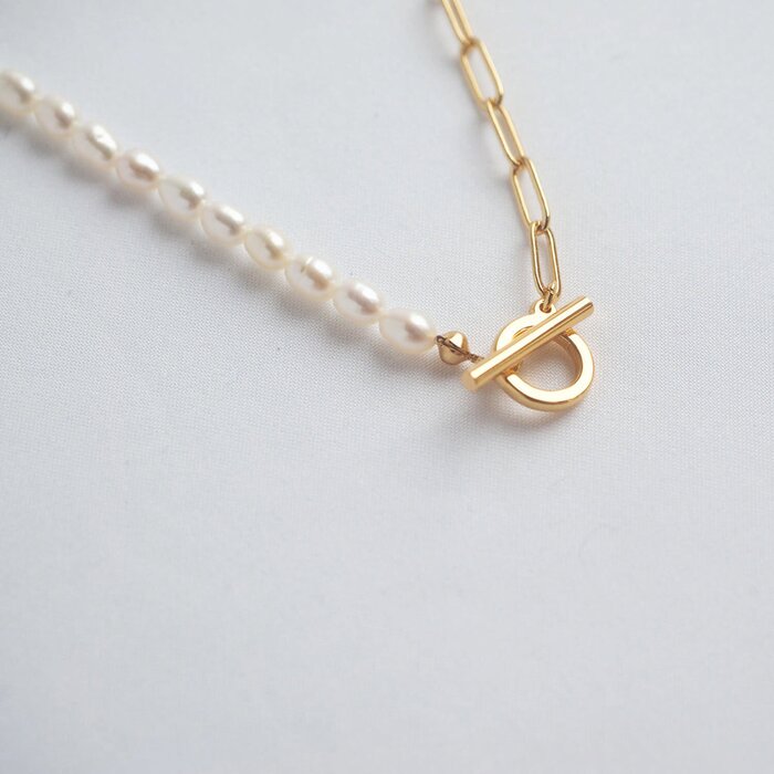 eclater jewellery Pearls T-bar Gold Tone Necklace 38cmProduct Thumbnail