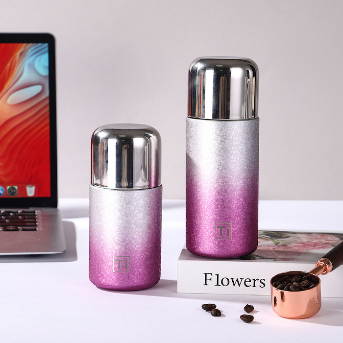ETMall New Titanium Lined Mini Insulated Double Layer Tea Cup Gradient Color Titanium Cup Custom 240ml PurpleProduct Thumbnail