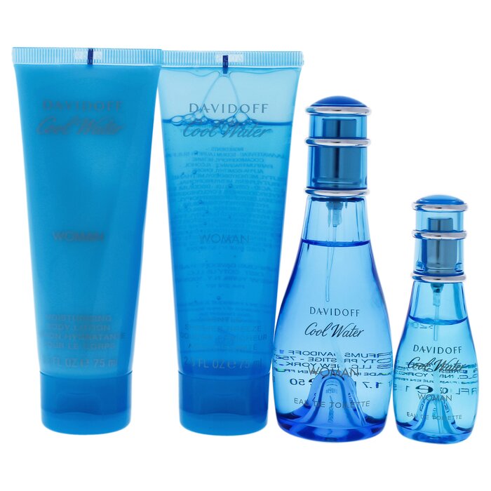 Davidoff Cool Water by Davidoff for Women - 4 Pc Gift Set 1.7oz EDT Spray, 2.5oz Gentle Shower Breeze, 2.5oz Moisturizing Body Lotion, 0.5oz EDT Spray 4 Pc Gift SetProduct Thumbnail