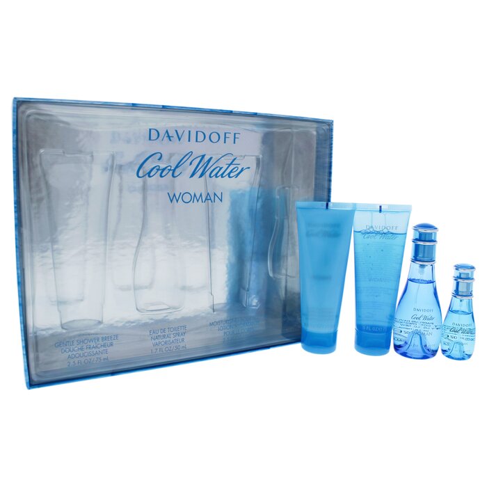 Davidoff Cool Water by Davidoff for Women - 4 Pc Gift Set 1.7oz EDT Spray, 2.5oz Gentle Shower Breeze, 2.5oz Moisturizing Body Lotion, 0.5oz EDT Spray 4 Pc Gift SetProduct Thumbnail