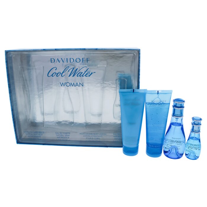 Davidoff Cool Water by Davidoff for Women - 4 Pc Gift Set 1.7oz EDT Spray, 2.5oz Gentle Shower Breeze, 2.5oz Moisturizing Body Lotion, 0.5oz EDT Spray 4 Pc Gift SetProduct Thumbnail
