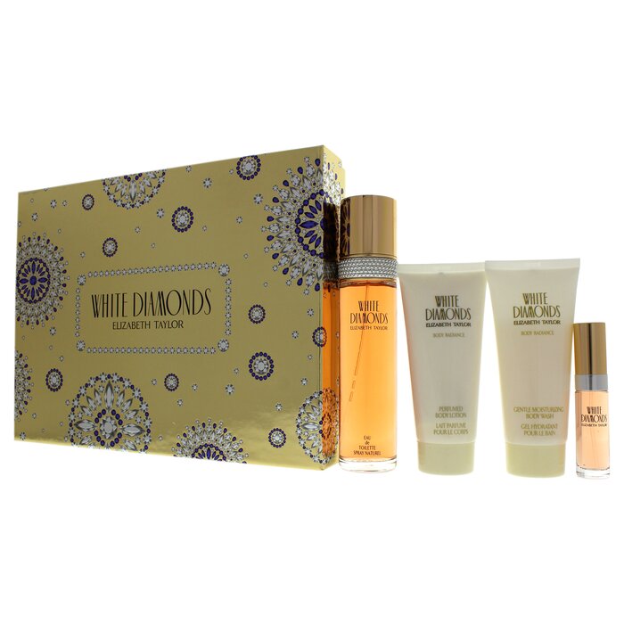 Elizabeth Taylor White Diamonds by Elizabeth Taylor for Women - 4 Pc Gift Set 3.3oz EDT Spray, 3.3oz Gentle Moisturizing Body Wash, 3.3oz Perfumed Body Lotion, 10ml EDT Spray 4 Pc Gift SetProduct Thumbnail