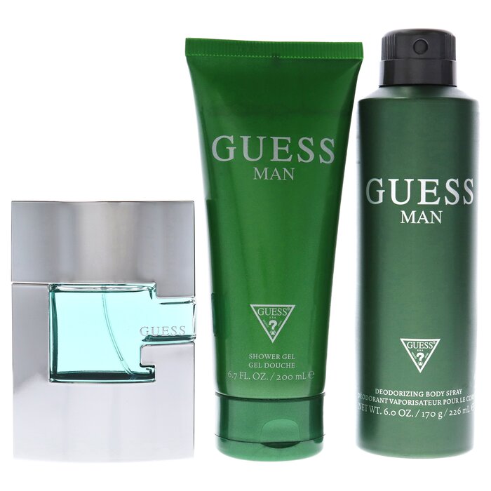 Guess Guess Man de Guess para hombre - Set de regalo de 3 piezas: EDT en aerosol de 75 ml, desodorante corporal en aerosol de 170 ml y gel de ducha de 190 ml 3 Pc Gift SetProduct Thumbnail