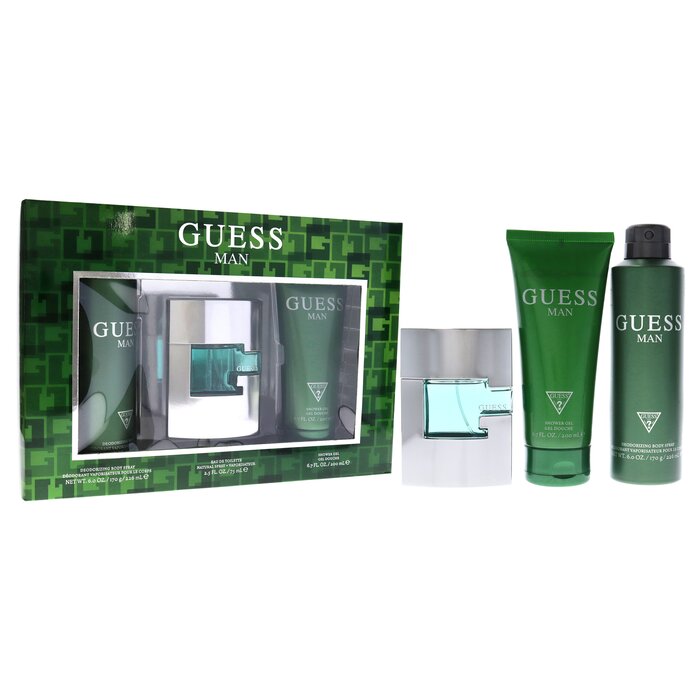 Guess Guess Man de Guess para hombre - Set de regalo de 3 piezas: EDT en aerosol de 75 ml, desodorante corporal en aerosol de 170 ml y gel de ducha de 190 ml 3 Pc Gift SetProduct Thumbnail