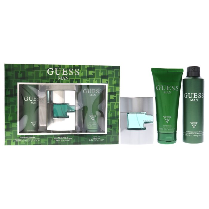 Guess Guess Man de Guess para hombre - Set de regalo de 3 piezas: EDT en aerosol de 75 ml, desodorante corporal en aerosol de 170 ml y gel de ducha de 190 ml 3 Pc Gift SetProduct Thumbnail