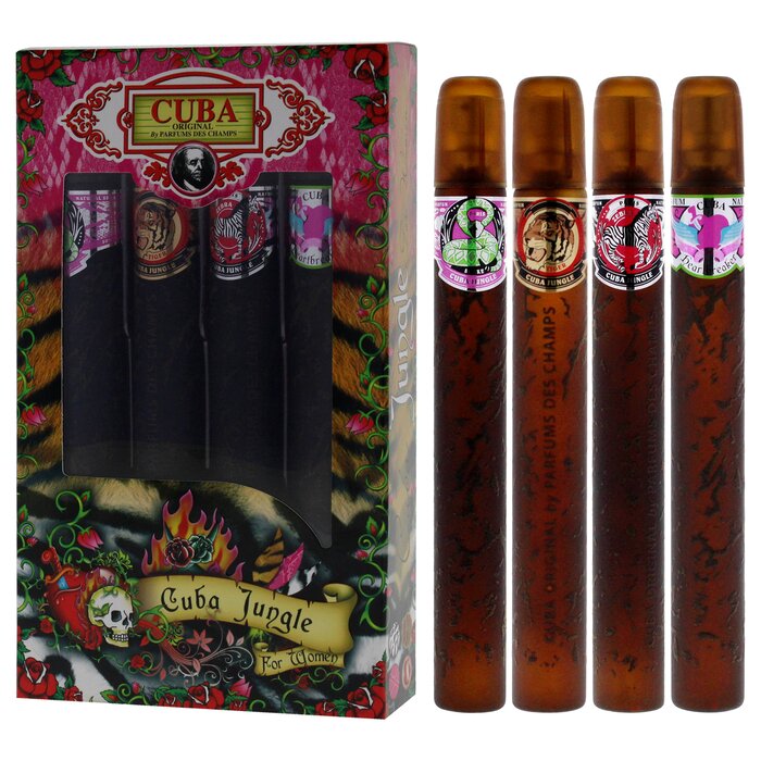 Cuba Cuba Jungle by Cuba for Women - 4 Pc Gift Set 1.17oz Cuba Snake EDP Spray, 1.17oz Cuba Tiger EDP Spray, 1.17oz Cuba Zebra EDP Spray, 1.17oz Cuba Heartbreak EDP Spray 4 Pc Gift SetProduct Thumbnail
