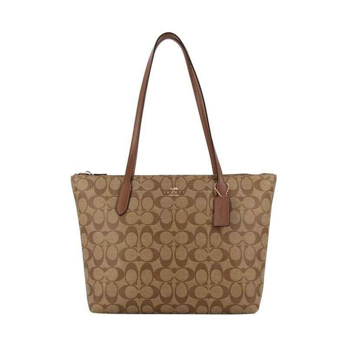 Coach Coach Outlet Medium Women's PVC with Leather Shoulder Tote Bag 4455IME74 Khaki Saddle 2 Picture ColorProduct Thumbnail