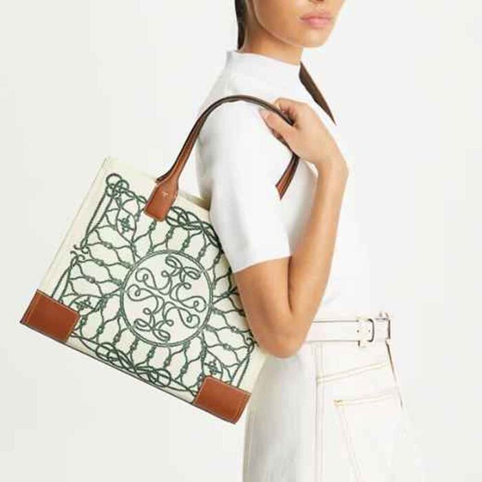 Tory Burch Tory Burch Ella small printed tote bag ivory abstract rope pattern 159266 960 Picture ColorProduct Thumbnail