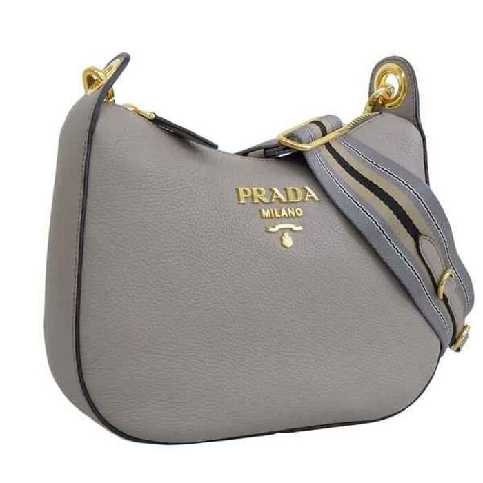 프라다 Prada Prada Vitello Phoenix leather web striped shoulder strap crossbody bag 1BC180 ARGILLA Picture ColorProduct Thumbnail