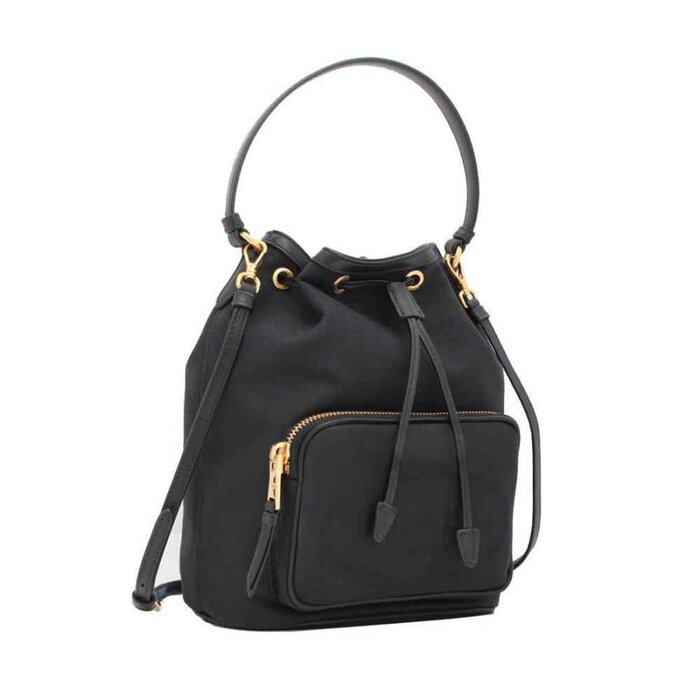 프라다 Prada PRADA embroidered logo canvas with leather trim dual-use bucket bag black 1BH038 Picture ColorProduct Thumbnail