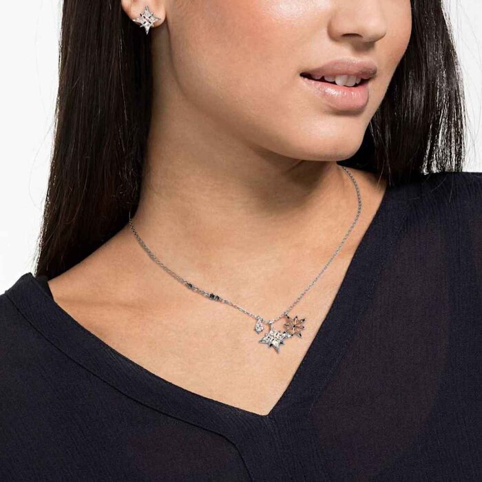 Swarovski Swarovski crystal silver Christmas star snowflake necklace earring set 5517182 Picture ColorProduct Thumbnail