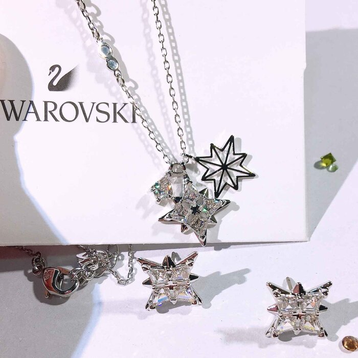 Swarovski Swarovski crystal silver Christmas star snowflake necklace earring set 5517182 Picture ColorProduct Thumbnail