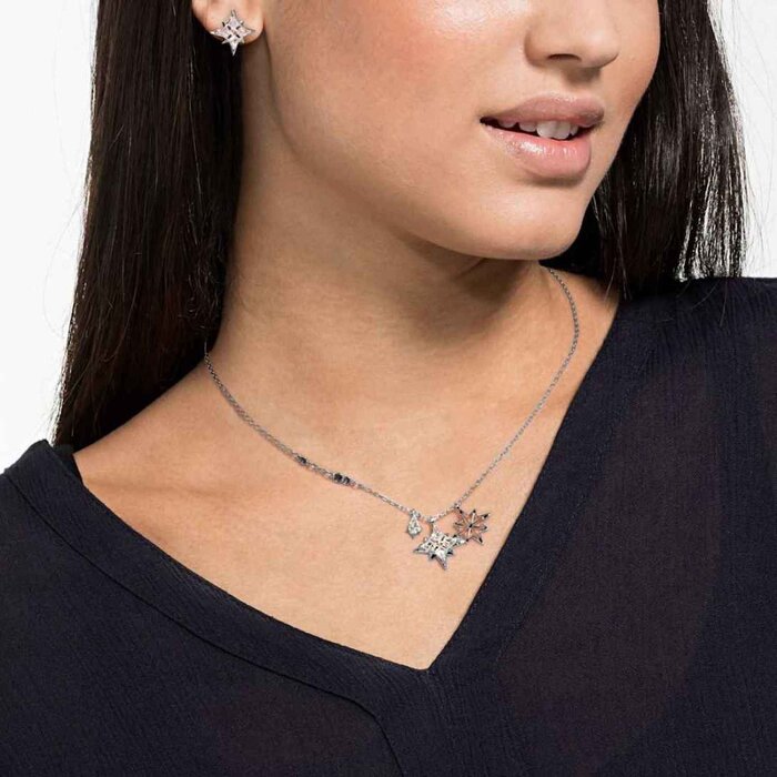 Swarovski Swarovski crystal silver Christmas star snowflake necklace earring set 5517182 Picture ColorProduct Thumbnail