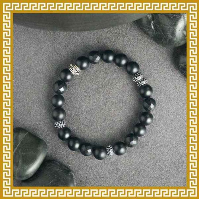 Ji Qing Tang Dark Warrior - Matte Obsidian & Silver Spark Bracelet undefinedProduct Thumbnail