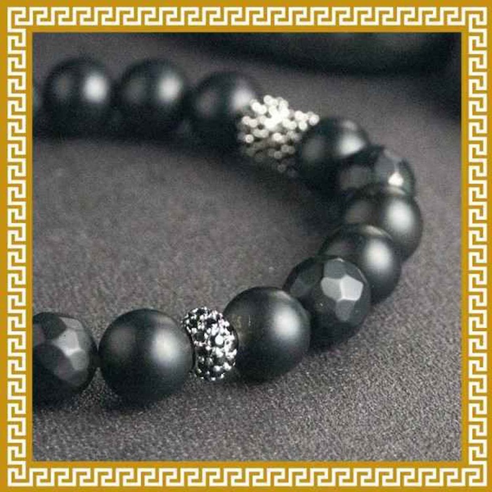 Ji Qing Tang Dark Warrior - Matte Obsidian & Silver Spark Bracelet undefinedProduct Thumbnail