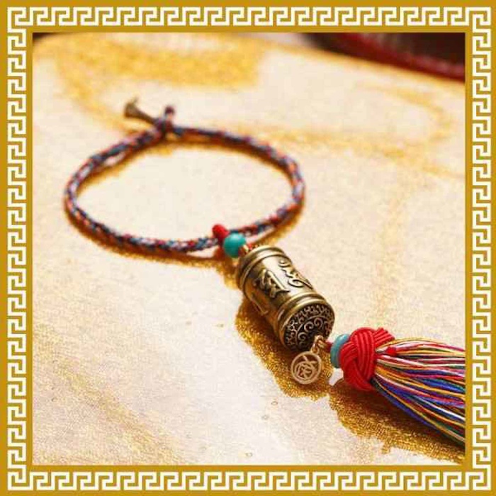 Ji Qing Tang Auspicious Protection Six Character Mantra Five Color Tassel Pendant HouseholdProduct Thumbnail