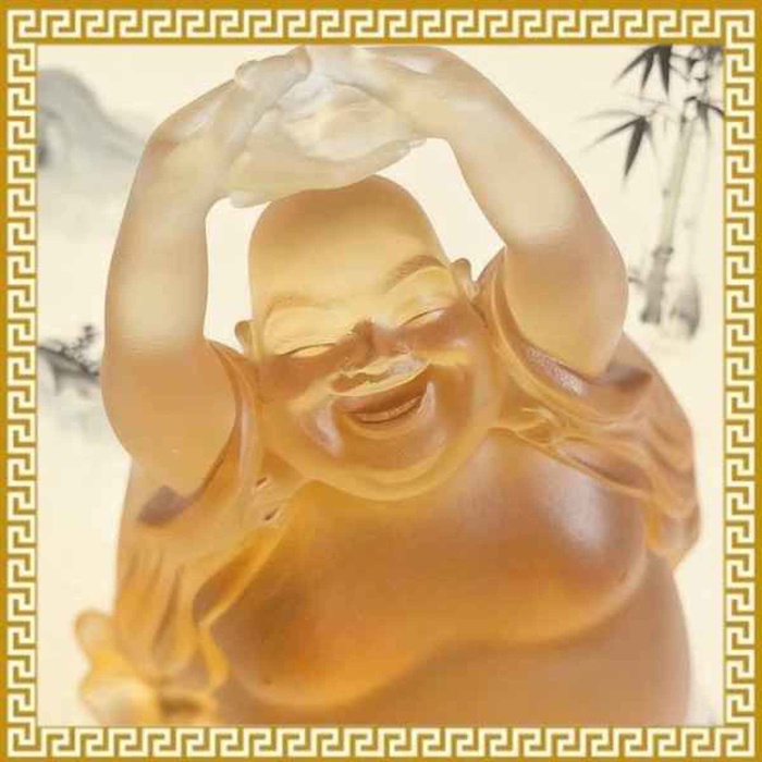 Ji Qing Tang Liuli Crystal Laughing Buddha Full Blessings & Prosperity (Amber, Small) HealthProduct Thumbnail