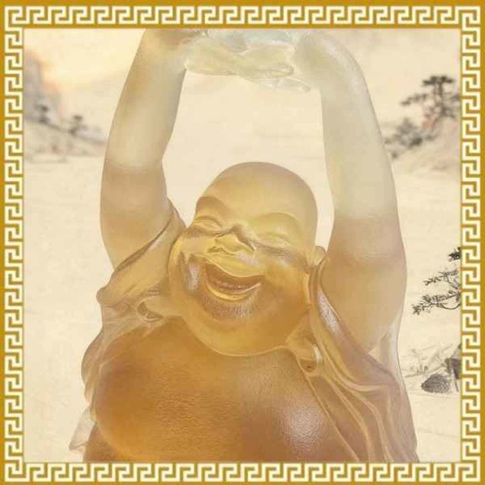 Ji Qing Tang Liuli Crystal Laughing Buddha Full Blessings & Prosperity (Amber, Small) HealthProduct Thumbnail