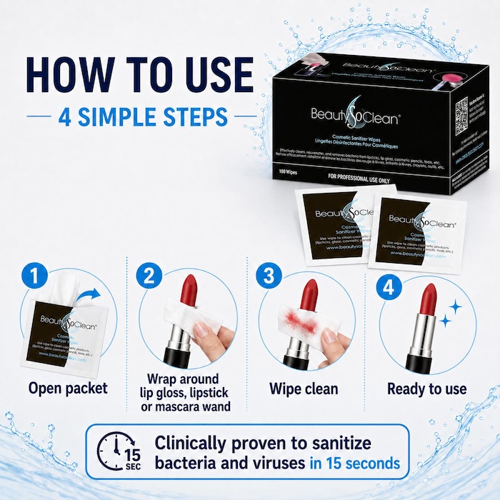 BeautySoClean Cosmetic Sanitizer Wipes (100 pack) 100 PackProduct Thumbnail
