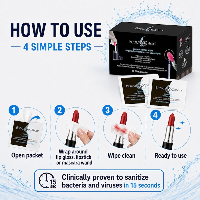 BeautySoClean Cosmetic Sanitizer Wipes (50 pack) 50 PackProduct Thumbnail