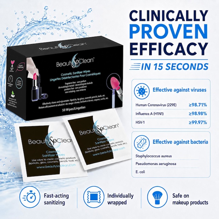 BeautySoClean Cosmetic Sanitizer Wipes (50 pack) 50 PackProduct Thumbnail