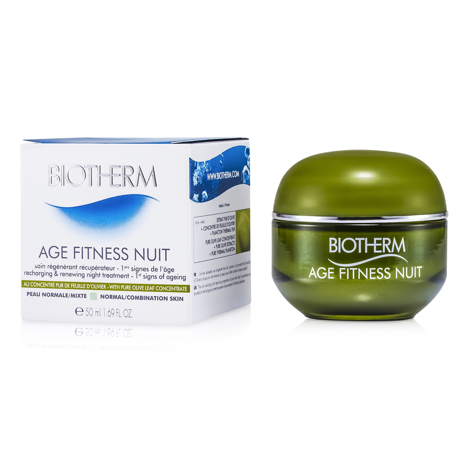 Biotherm Krem na noc wygładzający pierwsze zmarszczki do skóry normalnej/mieszanej Age Fitness Power 2 Recharging & Renewing Night Treatment (Normal/Combination) 50ml/1.69oz