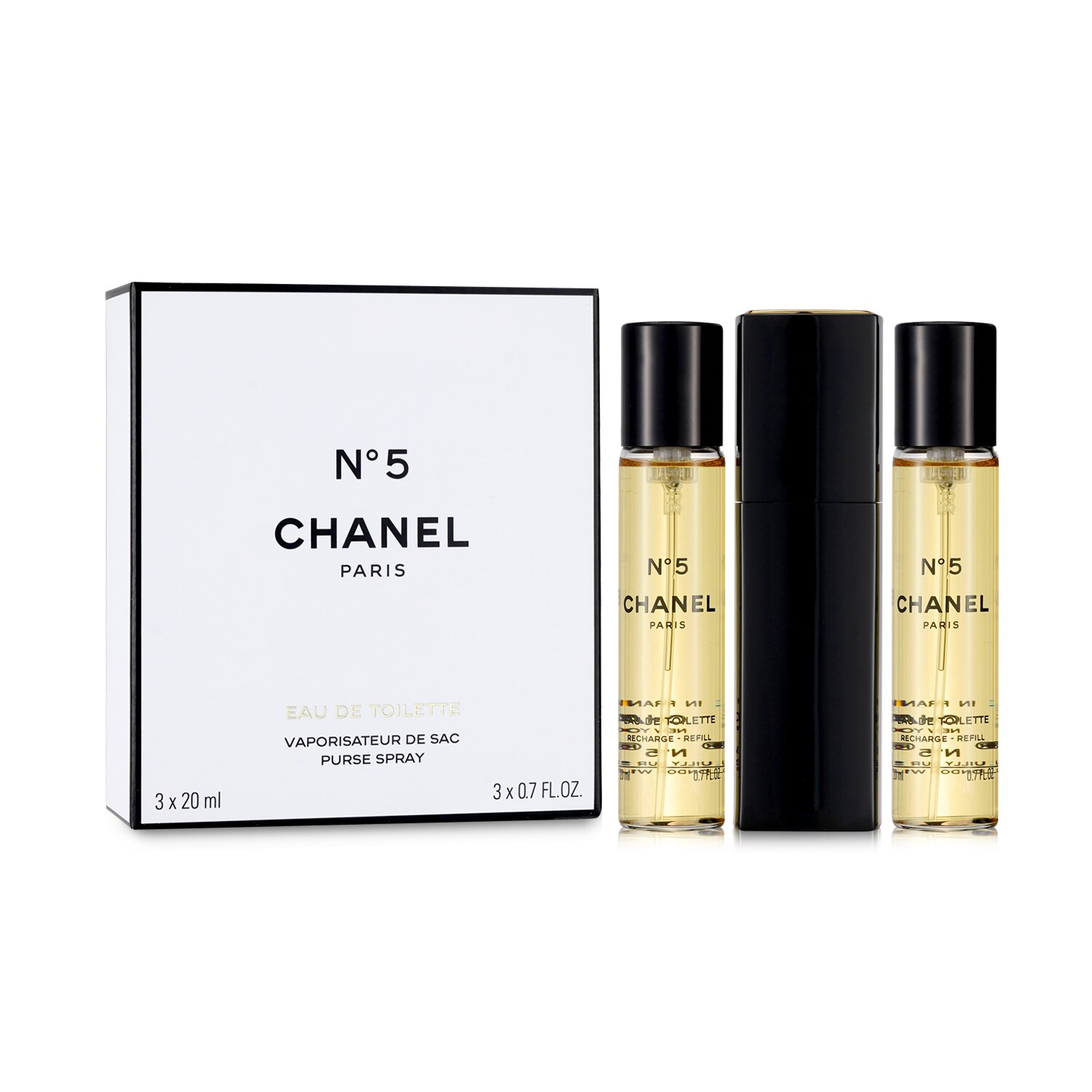 Chanel No.5 Eau De Toilette Purse Spray And 2 Refills 3x20ml/0.7oz
