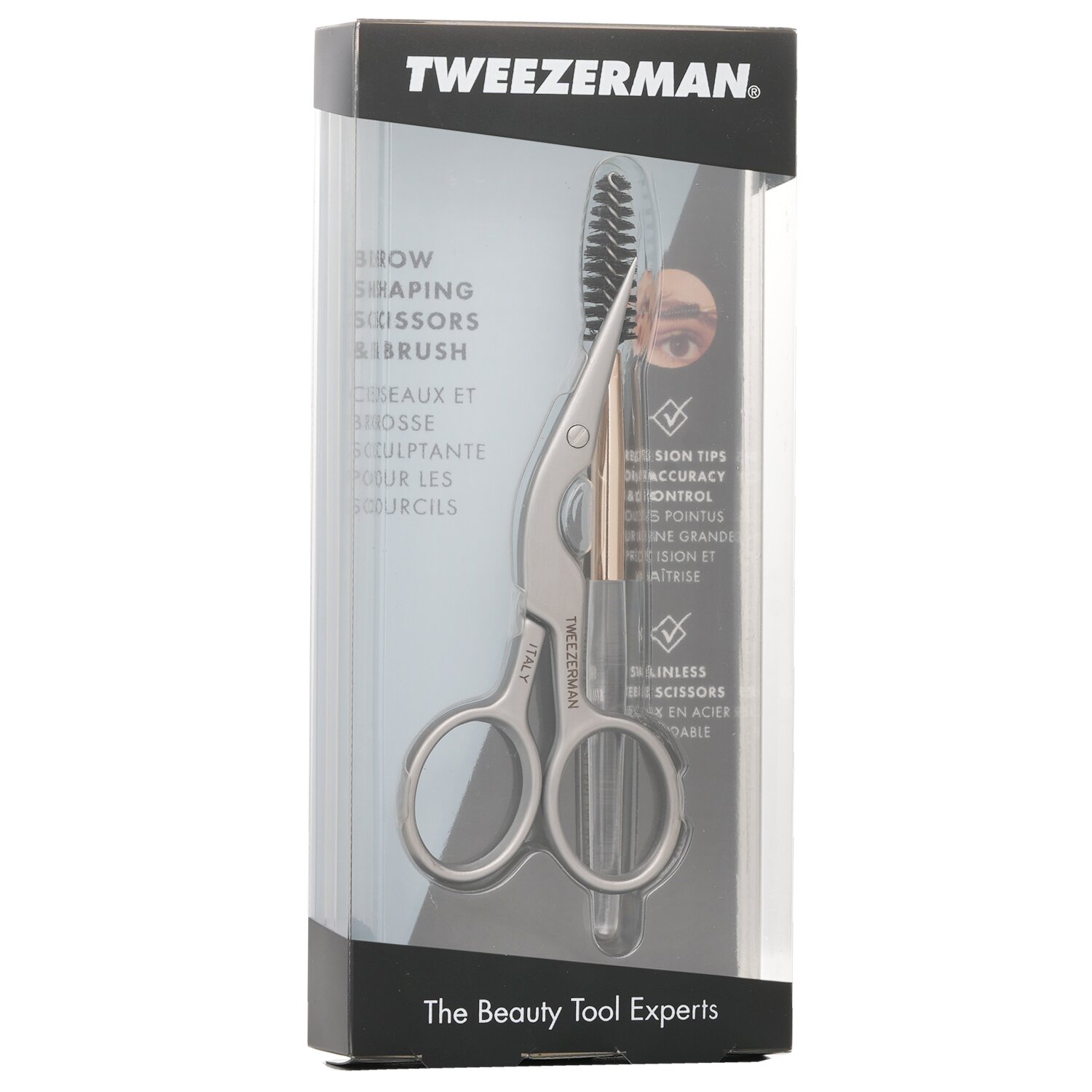 Tweezerman Nożyczki do brwi ze stali nierdzewnej i spirala do brwi Stainless Brow Shaping Scissors & Brush Picture Color