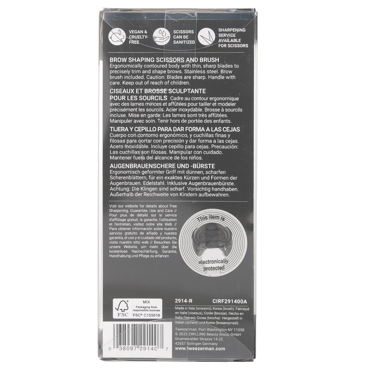 Tweezerman Nożyczki do brwi ze stali nierdzewnej i spirala do brwi Stainless Brow Shaping Scissors & Brush Picture Color