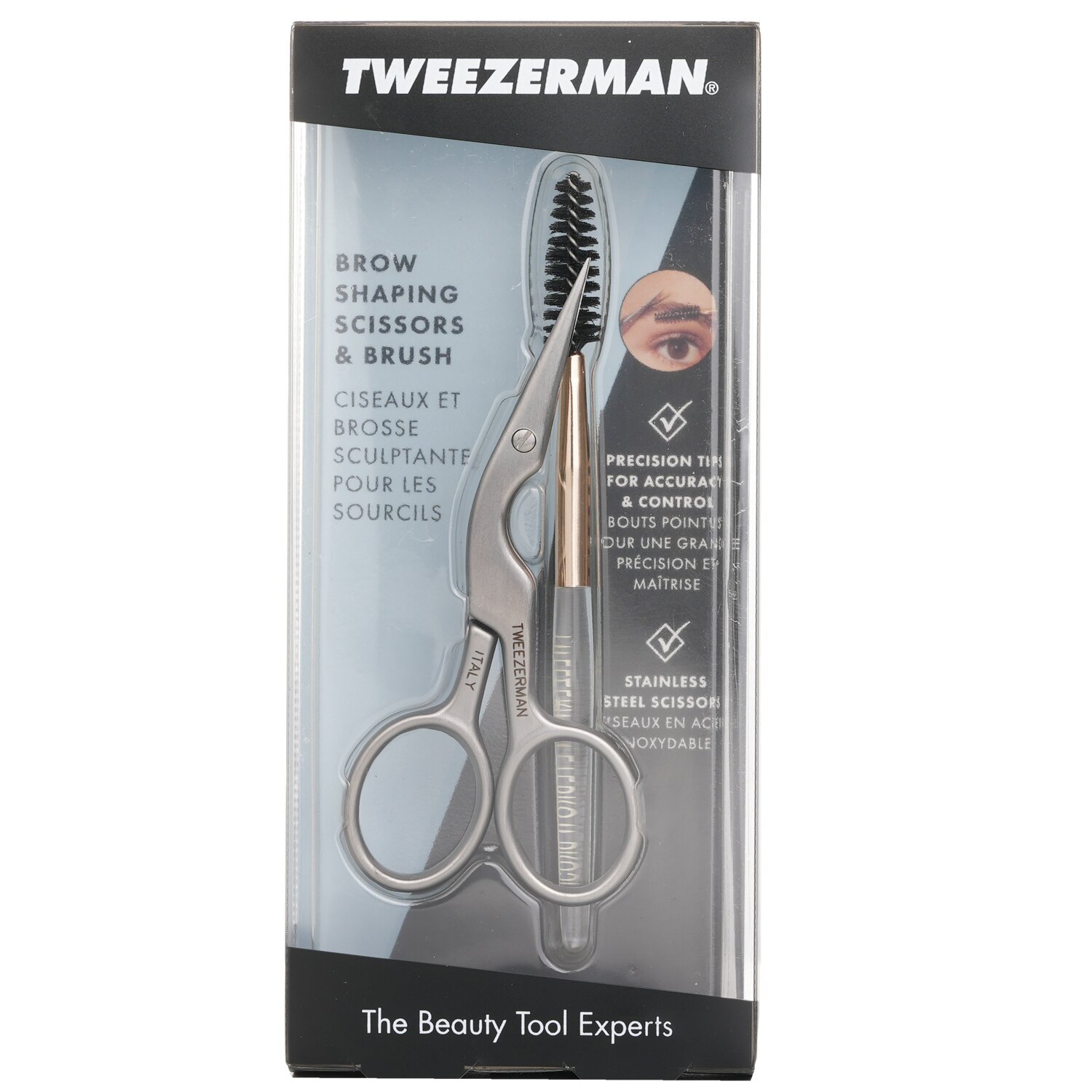 Tweezerman Nożyczki do brwi ze stali nierdzewnej i spirala do brwi Stainless Brow Shaping Scissors & Brush Picture Color