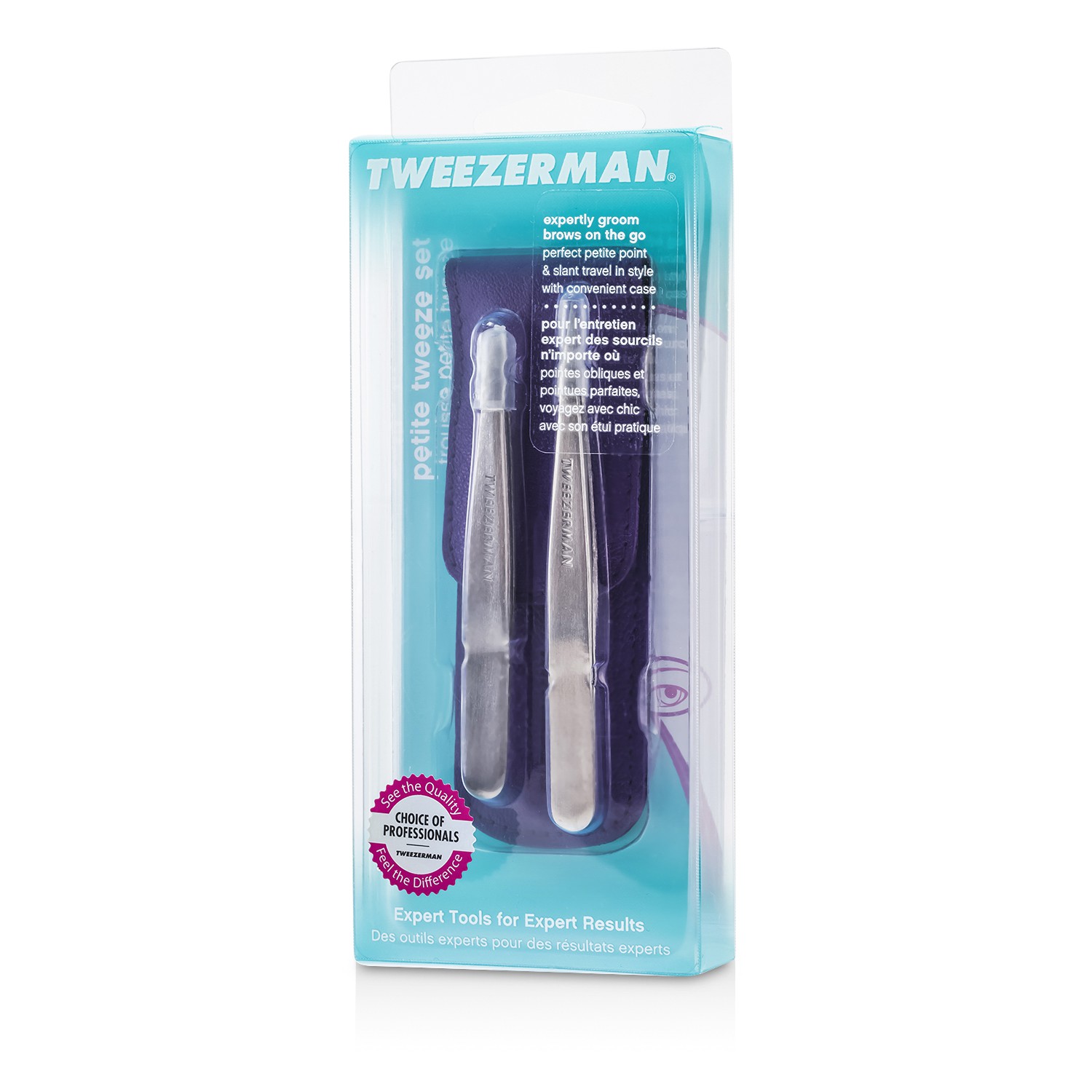 Tweezerman Petite Pinsett Sett: Skrå Pinsett + Spiss Pinsett 2pcs