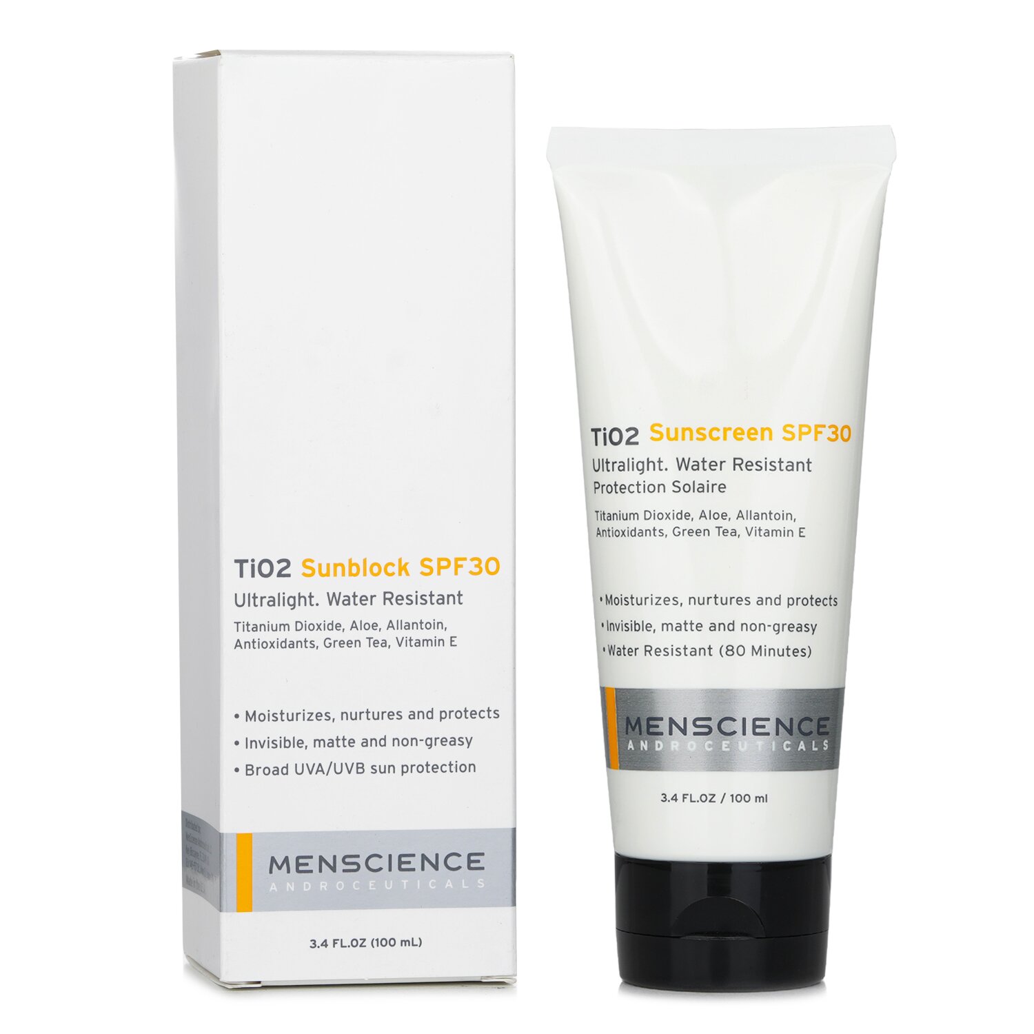 Menscience TiO2 Sun Block SPF 30 Waterproof 100ml/3.4oz