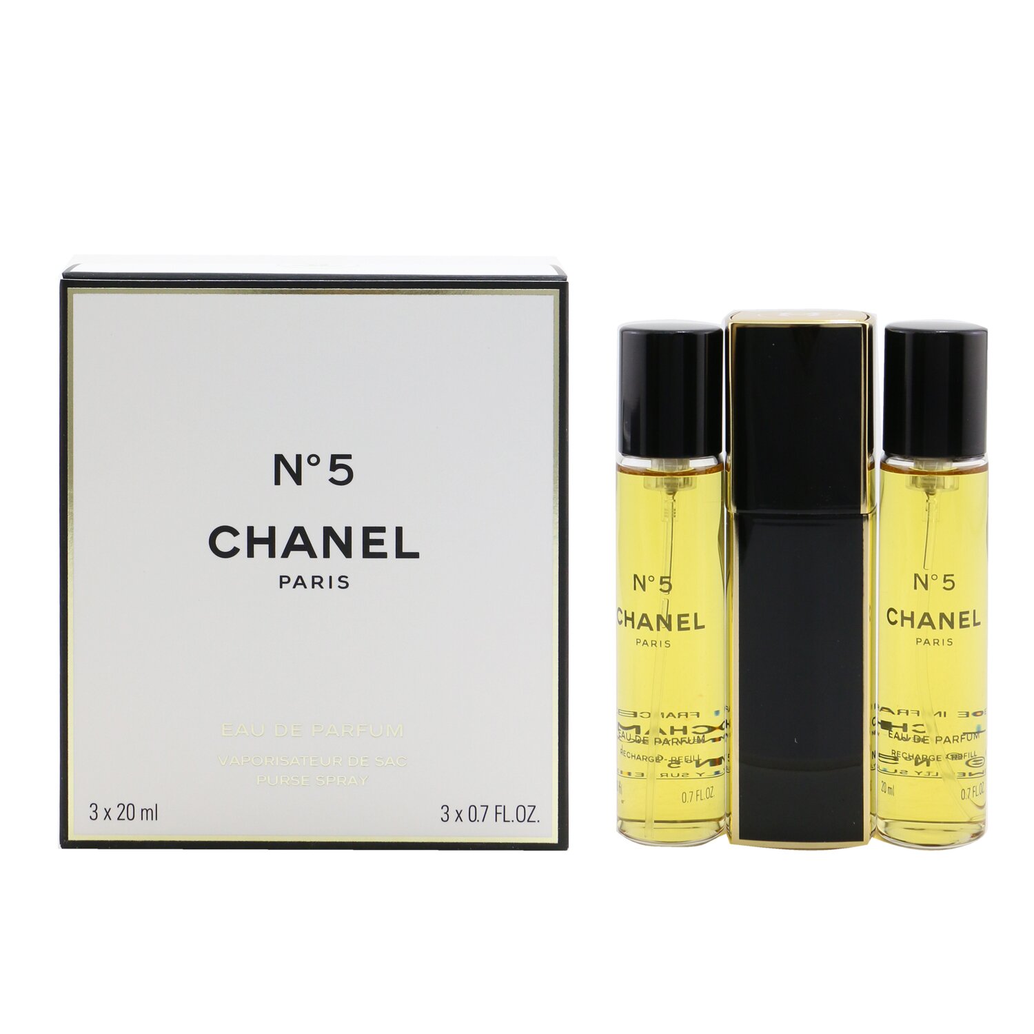 Chanel תרסיס בושם No.5 עם 2 מילוי חוזר. 3x20ml/0.7oz