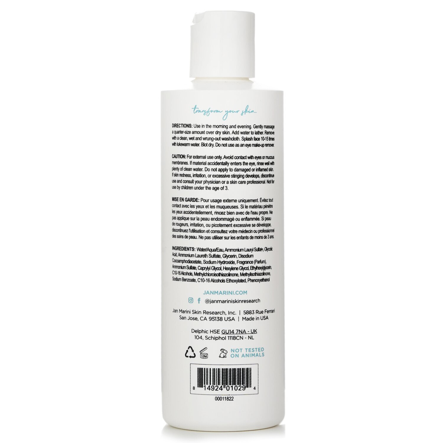 Jan Marini 果酸油性肌膚潔面凝膠 Bioglycolic Oily Skin Cleansing Gel 237ml/8oz