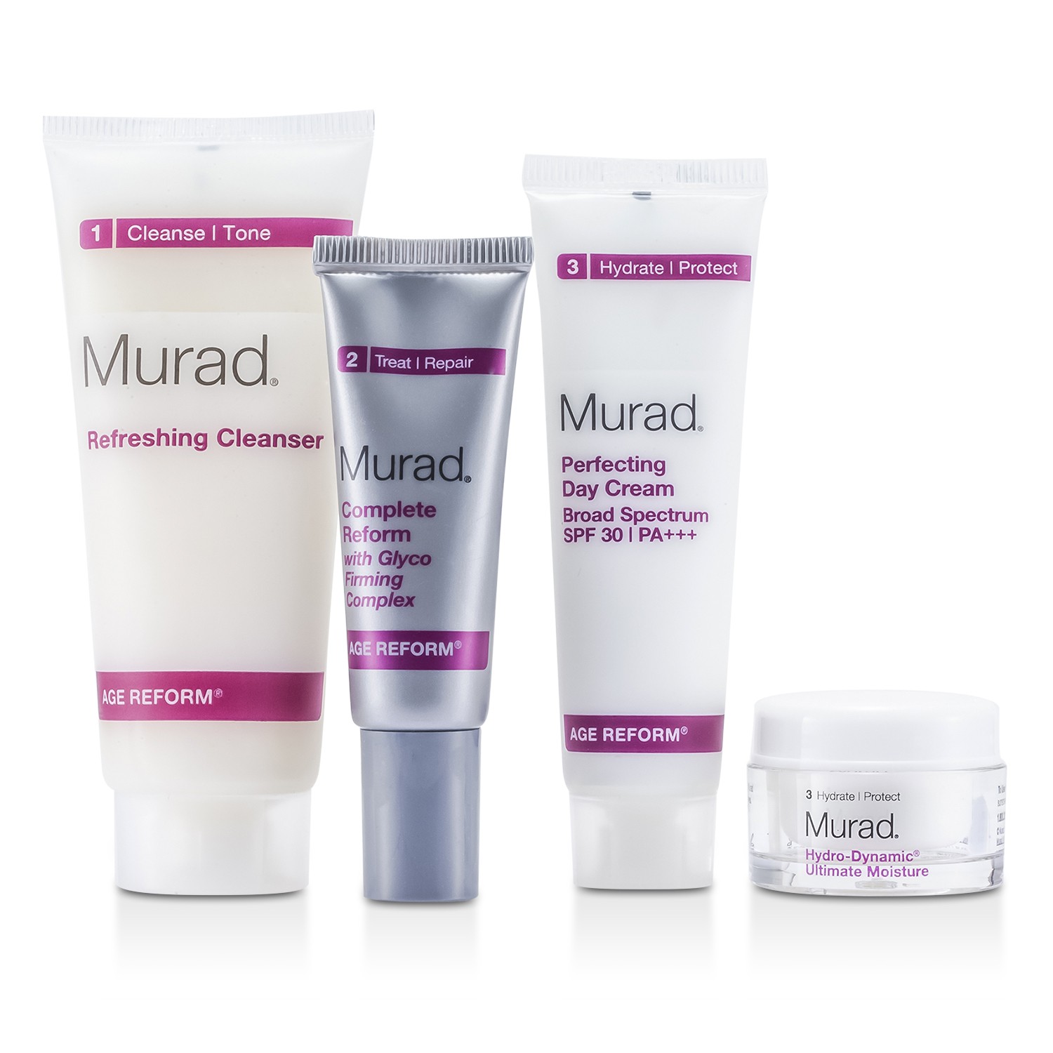 Murad Набор Обновляющих и Омолаживающих Средств: Очищающее Средство + Дневной Крем + Комплит Реформ + Увлажняющее Средство 4pcs