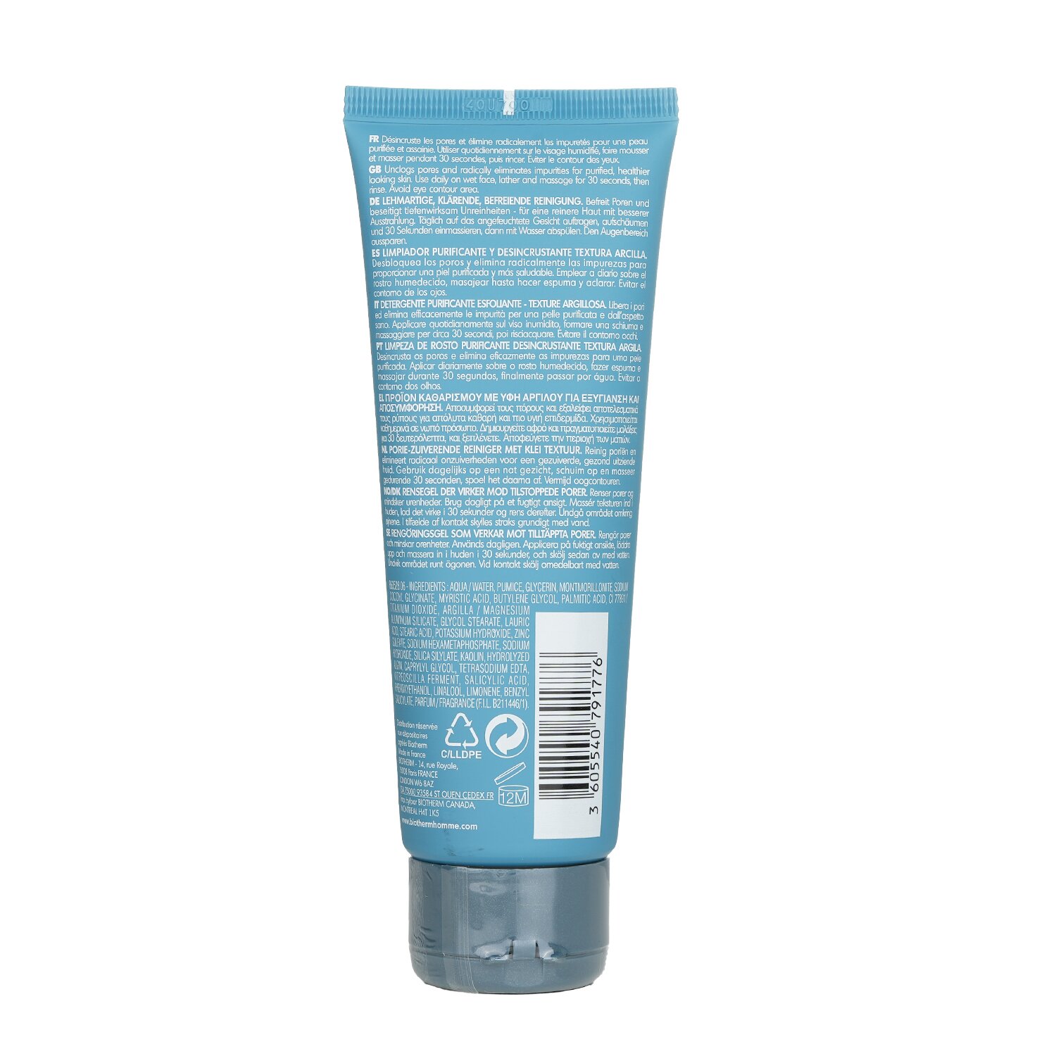 Biotherm Żel do mycia twarzy oczyszczający pory Homme T-Pur Clay-Like Unclogging Purifying Cleanser 125ml/4.22oz
