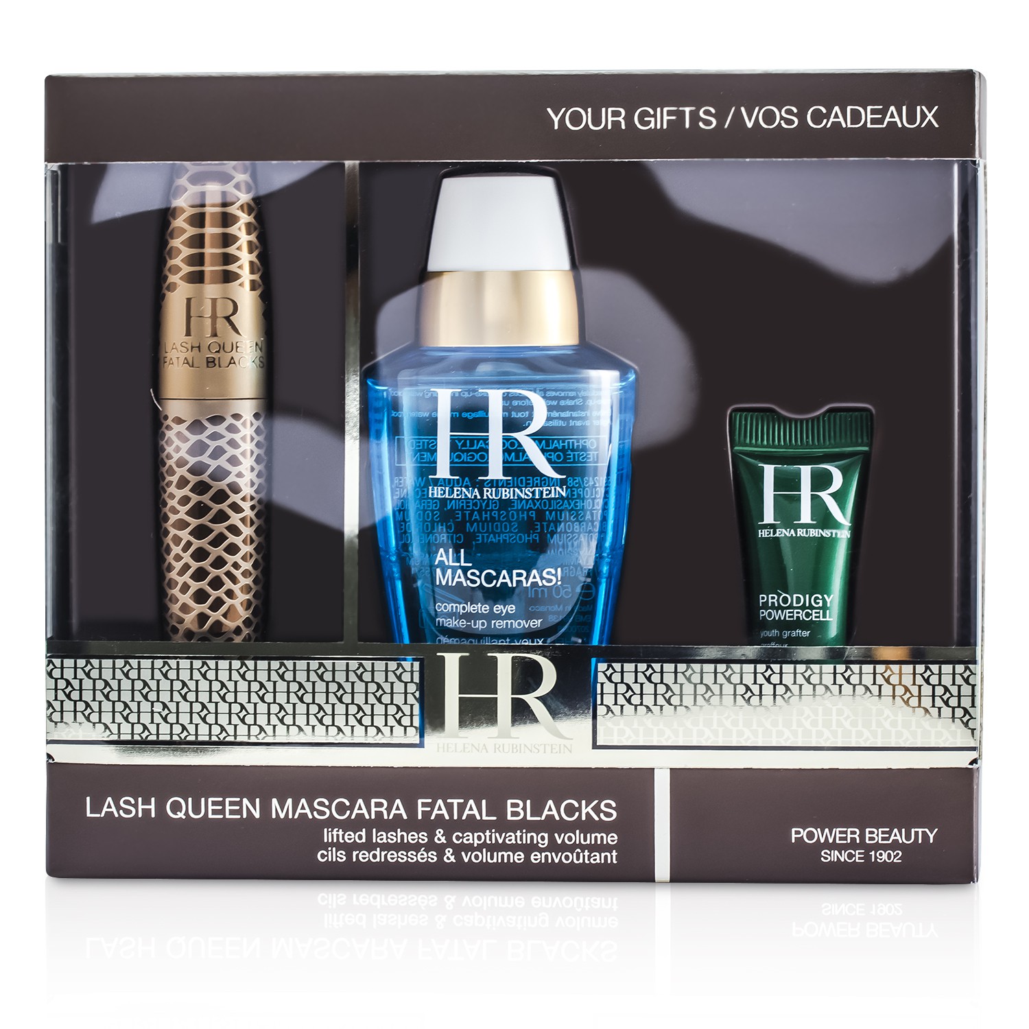 Helena Rubinstein Lash Queen Fatal Blacks Mascara Set: Mascara 7.2ml/0.24oz + Prodigy Powercell 3ml/0.1oz + MakeUp Remover 50ml/1.69oz 3pcs