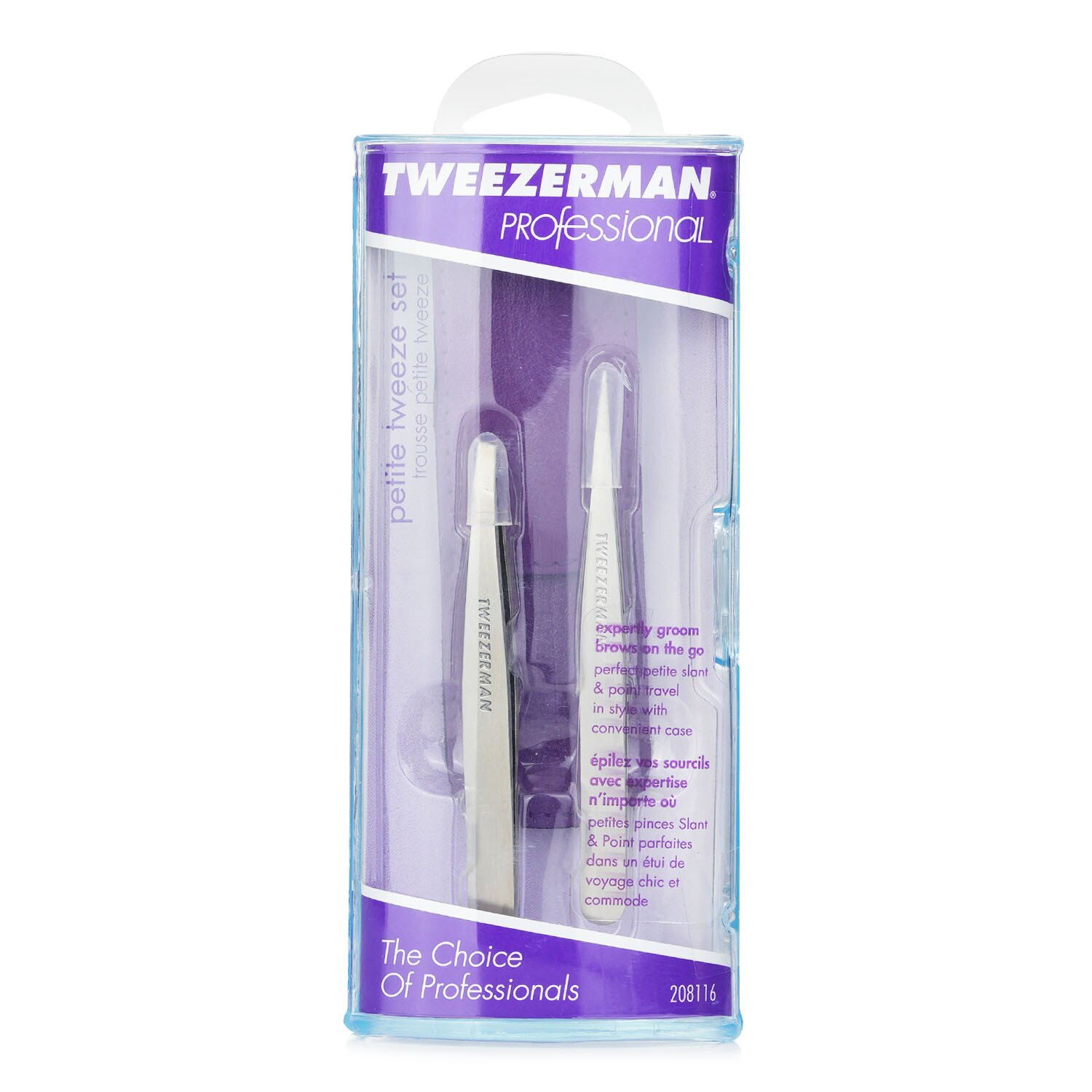 Tweezerman Профессиональный Мини Набор Пинцетов: Скошенный Пинцет + Заостренный Пинцет 2pcs
