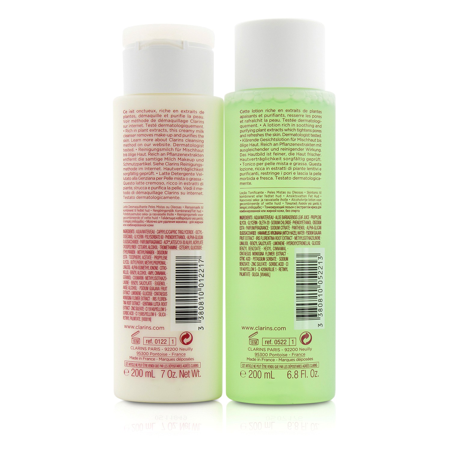 Clarins Cleansing Duo (Combination/Oily Skin): Cleansing Milk 200ml/7oz + Toning Lotion 200ml/6.8oz 2pcs