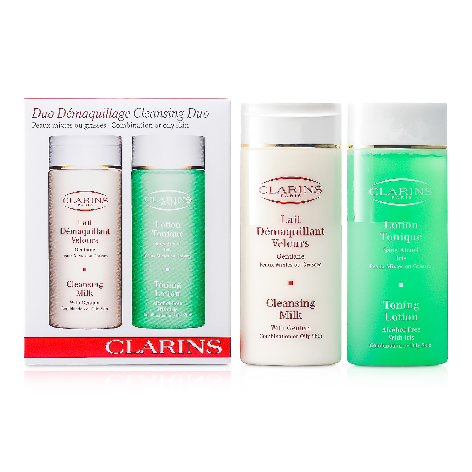 Clarins Cleansing Duo (Combination/Oily Skin): Cleansing Milk 200ml/7oz + Toning Lotion 200ml/6.8oz 2pcs