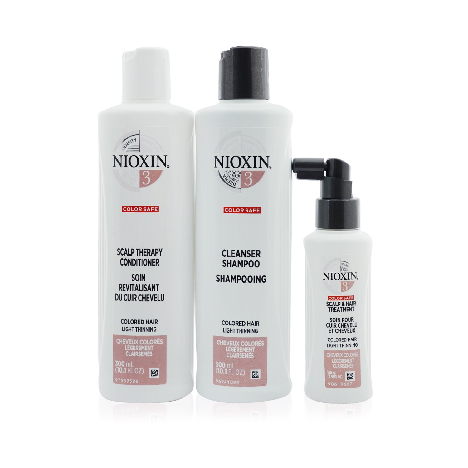 Nioxin 3D Care System Kit 3 - For Colored Hair, Light Thinning, Balanced Moisture (Box Slightly Damaged) 3pcs