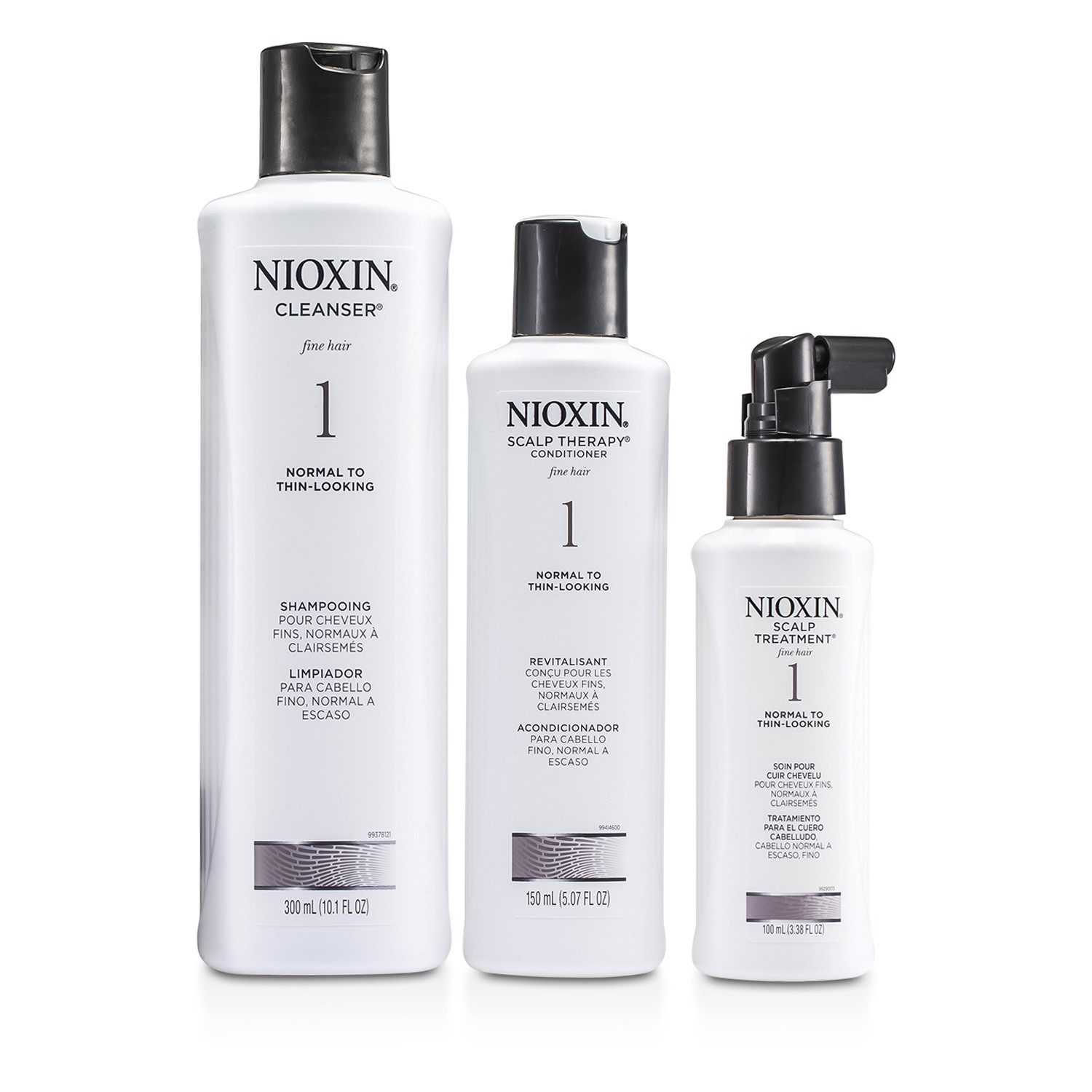 Nioxin System 1 Starter Kit For Fine Hair, Normal to Thin-Looking Hair: Cleanser 300ml + Scalp Therapy Conditioner 150ml + Scalp Treatment 100ml 3pcs
