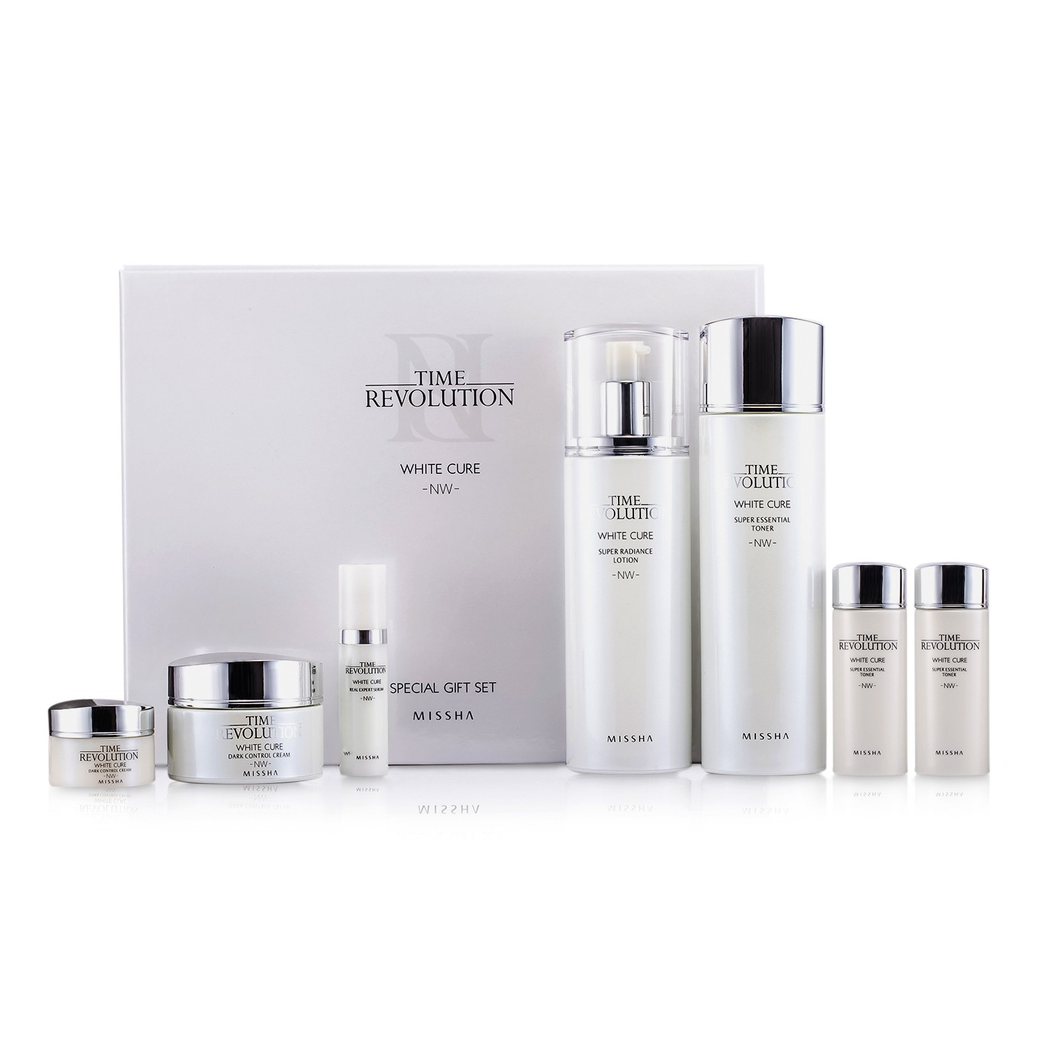Missha Time Revolution White Cure Special Gift Set II: Toner 150ml & 30ml + Lotion 150ml & 30ml + Cream 50ml & 10ml + Serum 7ml 7pcs