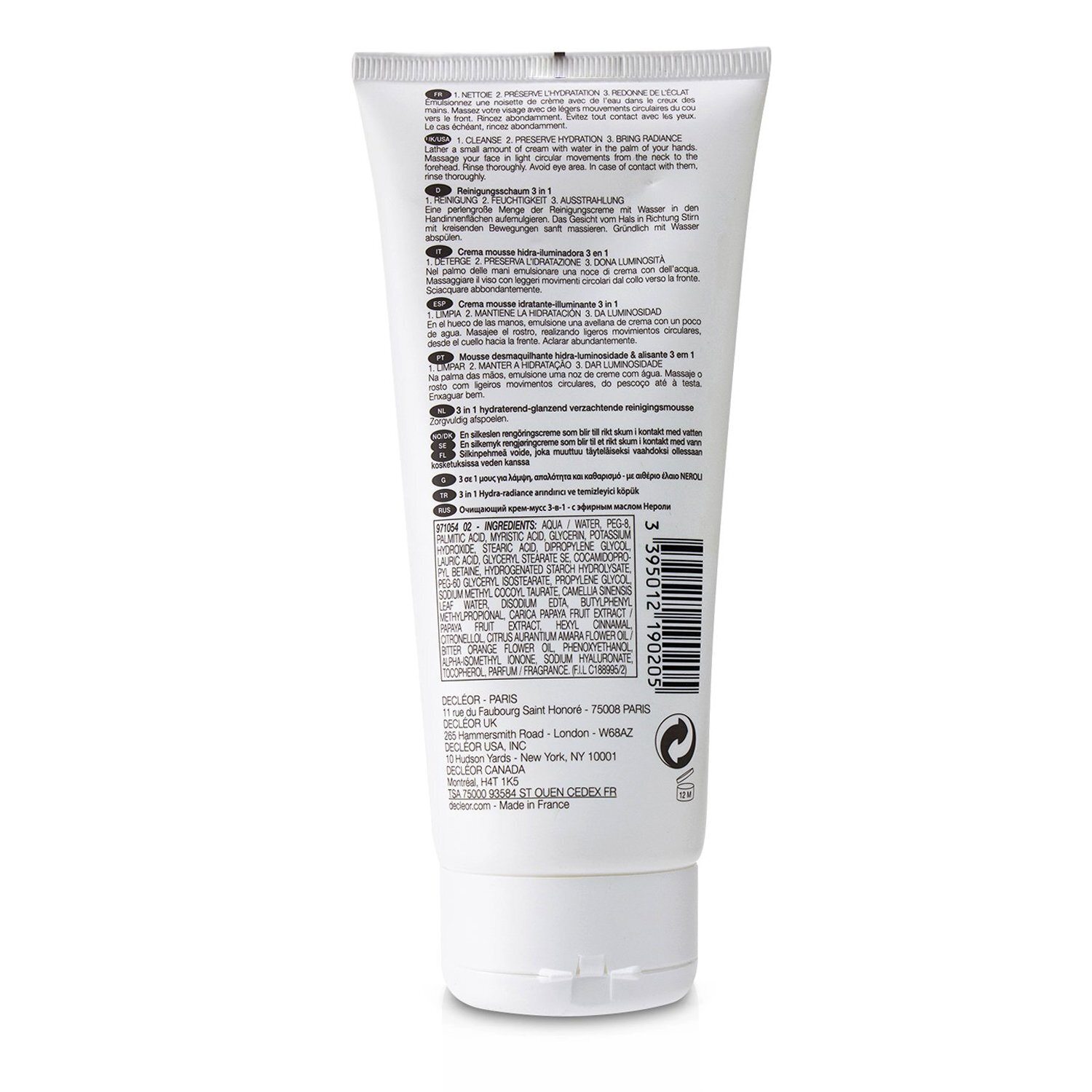 Decleor Aroma Cleanse 3 in 1 Hydra-Radiance מוס ניקוי מחליק 200ml/6.7oz