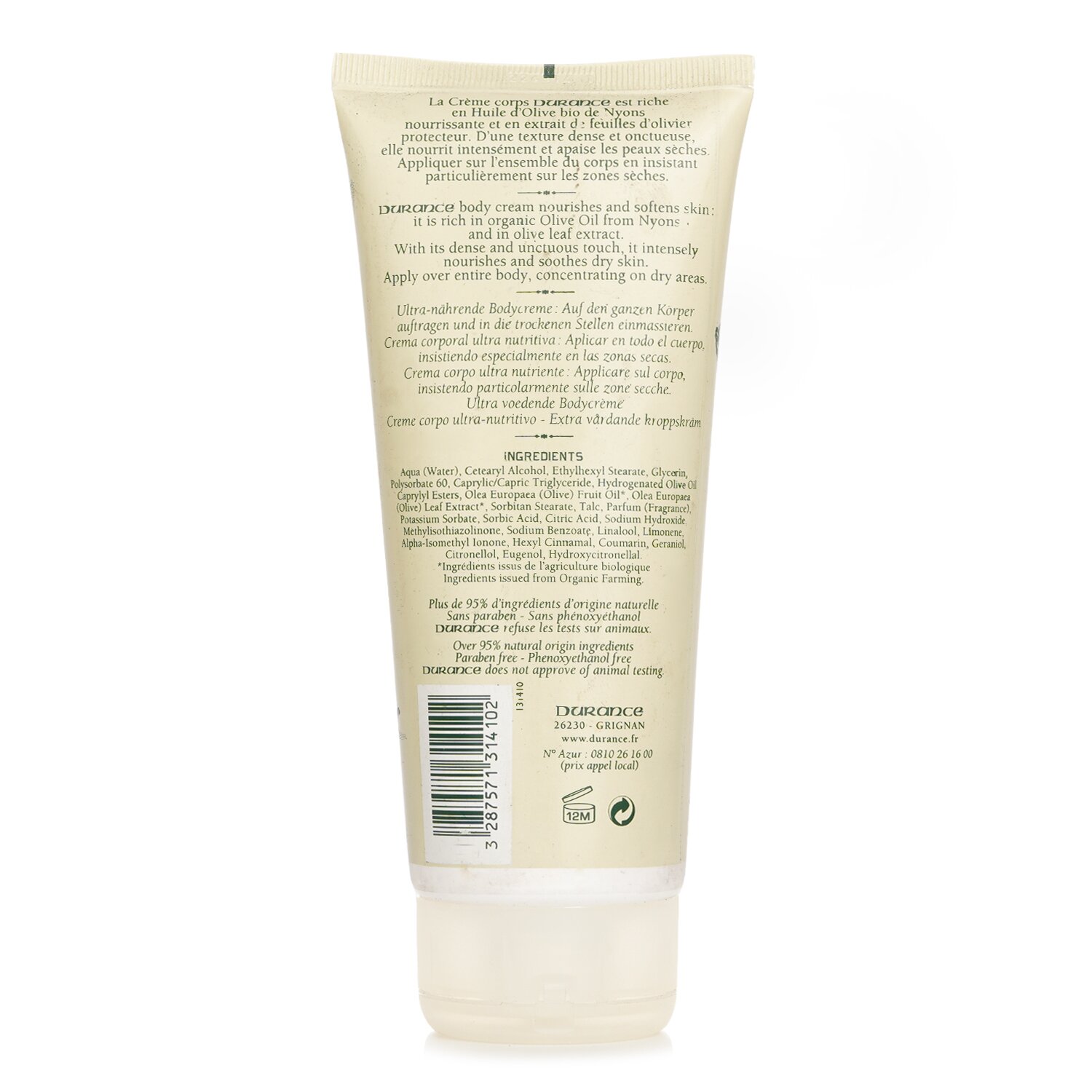 Durance Crema Corporal Super Nutritiva con Extracto de Hoja de Olivo 200ml/6.7oz